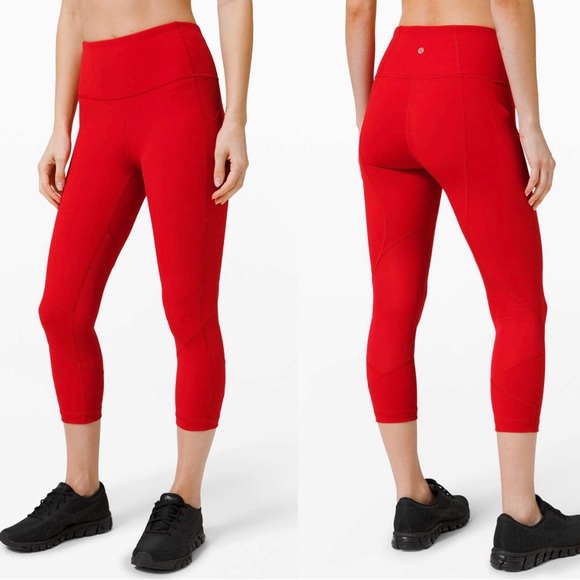 lululemon athletica Pants - Lululemon Pace Rival High Rise Crop Leggings 22” Dark Cherry Red Women’s Size 10